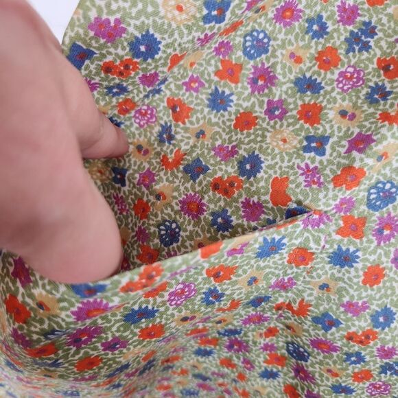 VTG 70's Sue Sherry Green Floral Retro House Coat Shift Dress Sz M - Picture 7 of 10